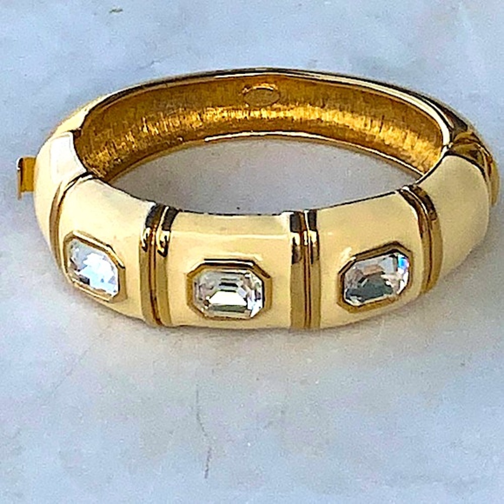 KENNETH JAY LANE BRACELET BANGLE CLAMPER CRYSTAL VINTAGE